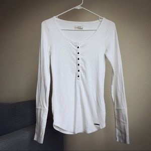 White Ribbed Henley Top From A&F